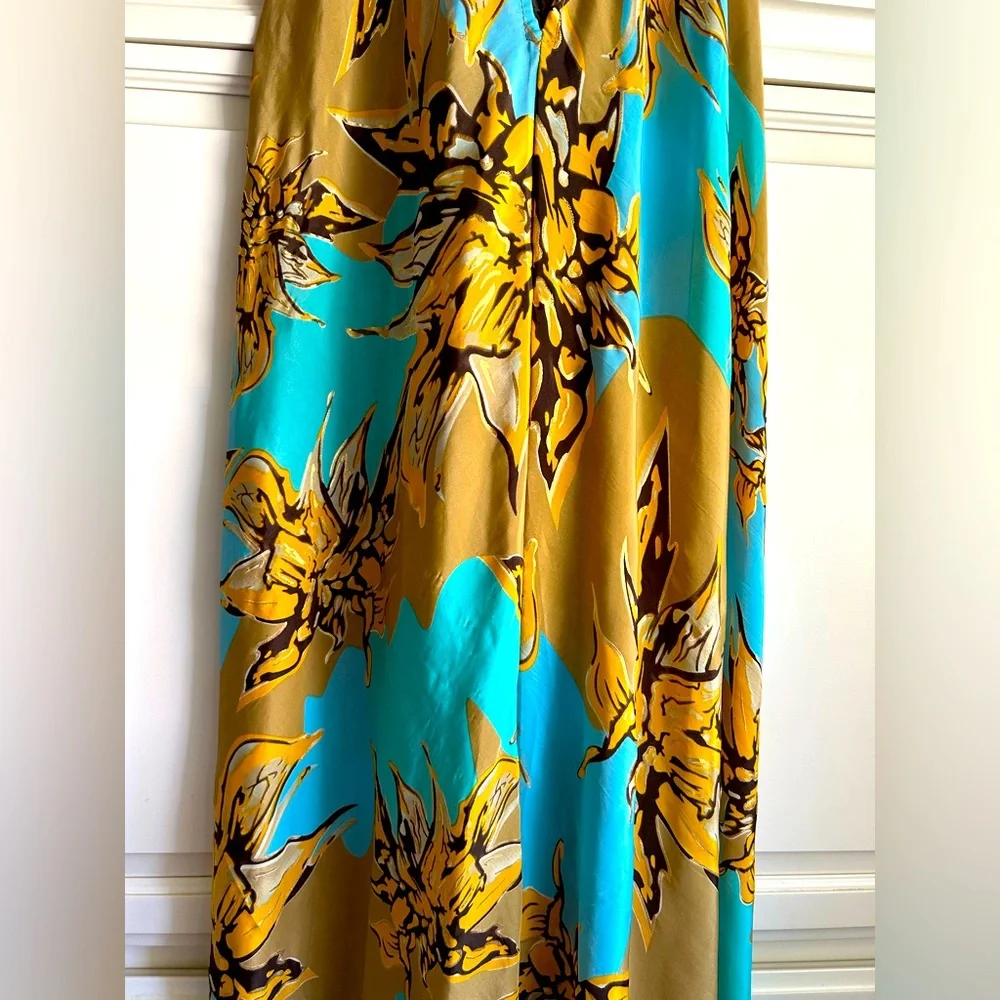 🧡🩵Karma Highway Boho Embellished Mirror Work Halter Maxi Dress Floral OS 🤎🪞 - Picture 8 of 10